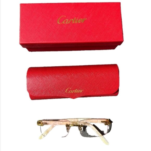 C Retro Rimless Rectangle Sunglasses Square Pink with Box main image 4